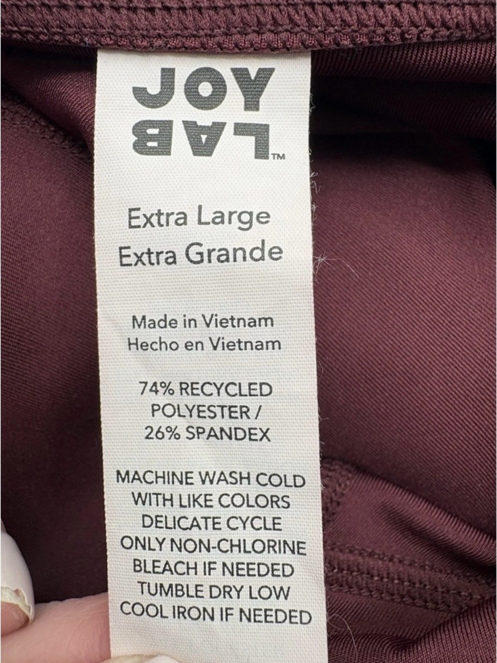 Joylab Women's High Rise Leggings XL Cut Out Details Maroon Inner Pocket - Picture 10 of 11